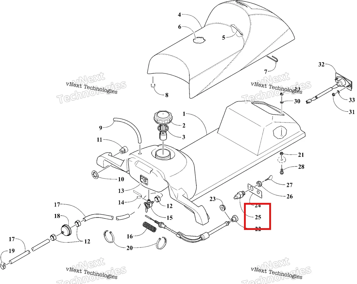 Деталь 0109-822 на схеме узла 2026 Ski-Doo MXZ 120 Gas Tank, Seat And Taillight