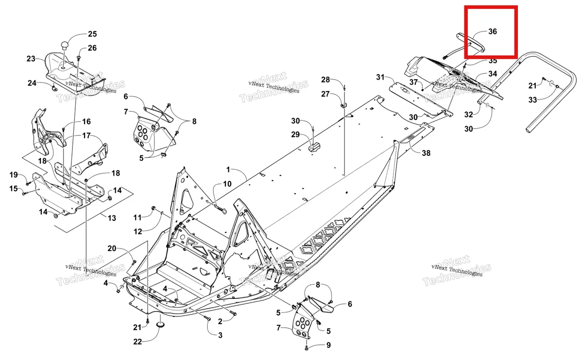 Деталь 0609-863 на схеме узла Chassis, Rear Bumper, And Snowflap Assembly