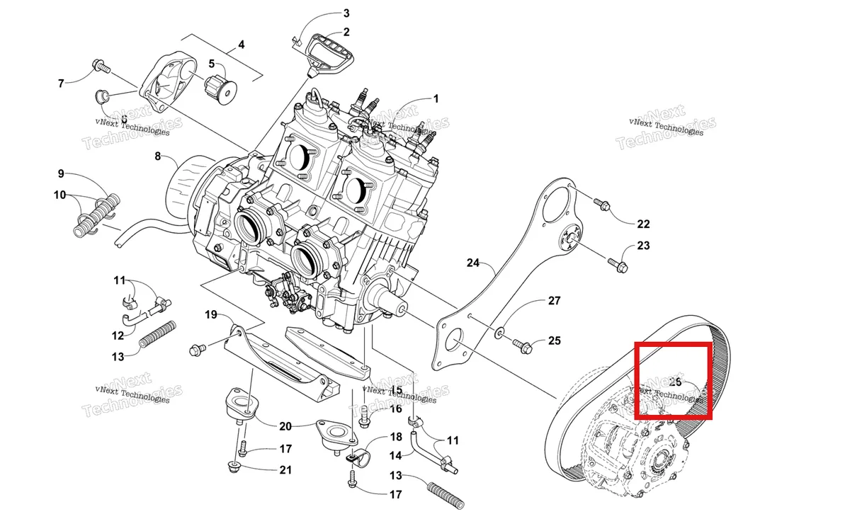 Деталь 0627-084 на схеме узла Engine And Related Parts