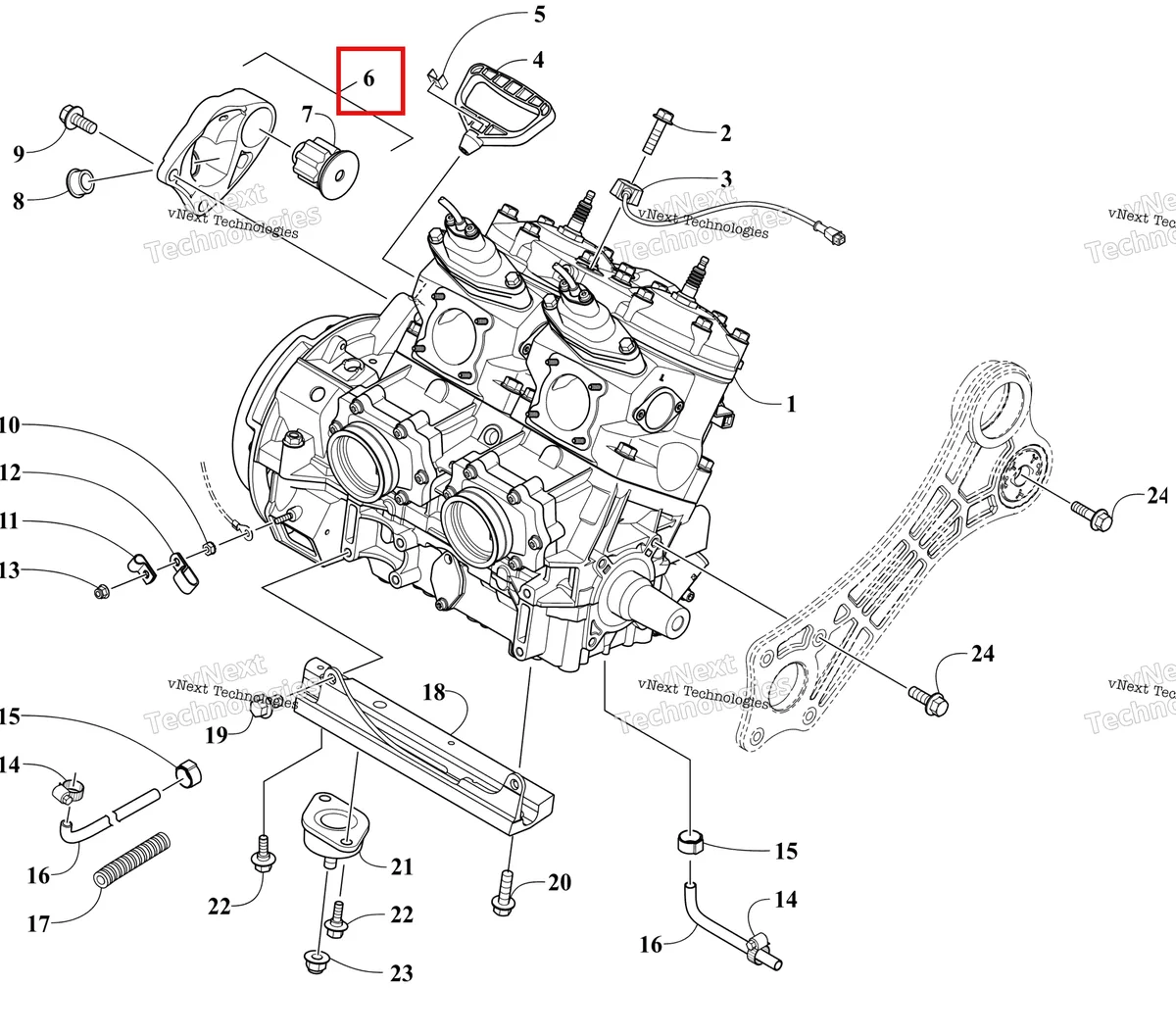 Деталь 0708-582 на схеме узла BLUE (S2024MHHA6USL) Engine And Related Parts