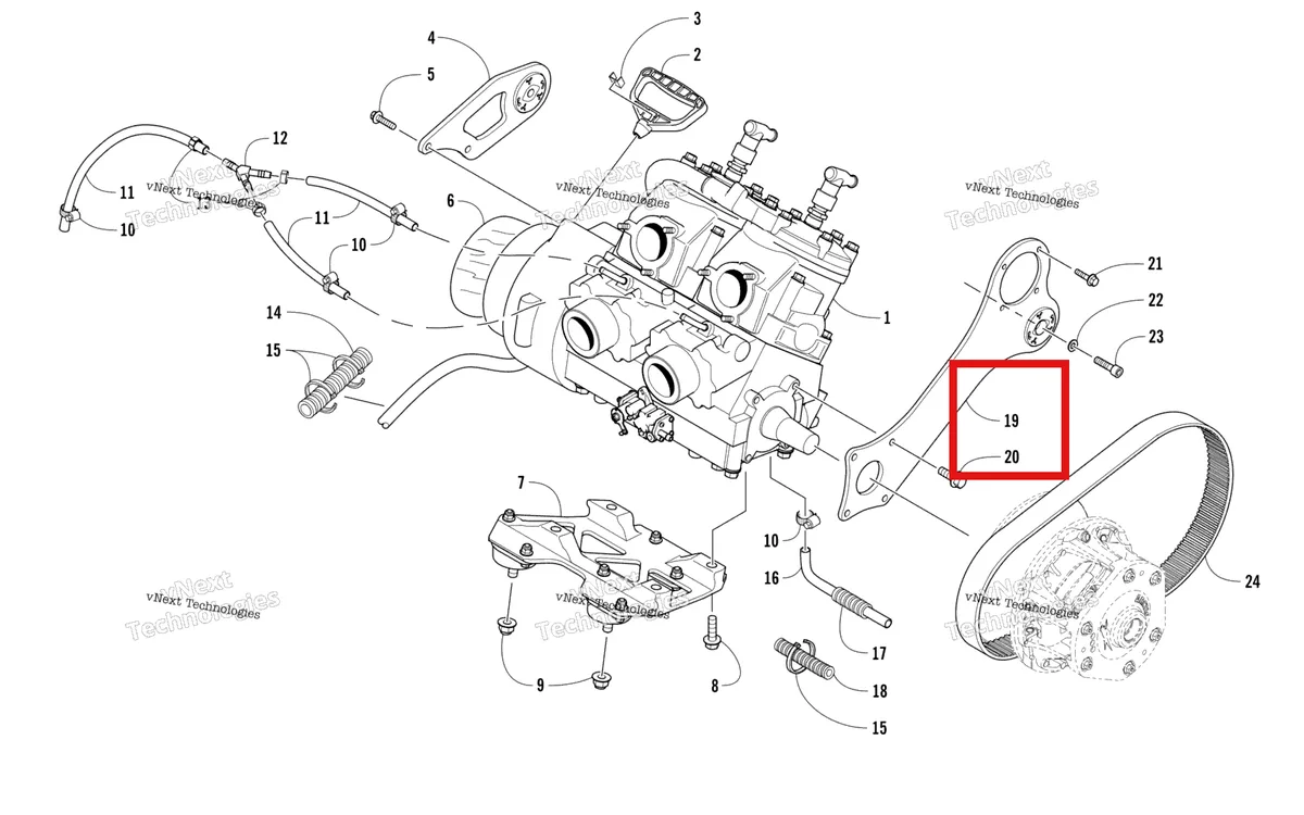 Деталь 0708-622 на схеме узла Engine And Related Parts