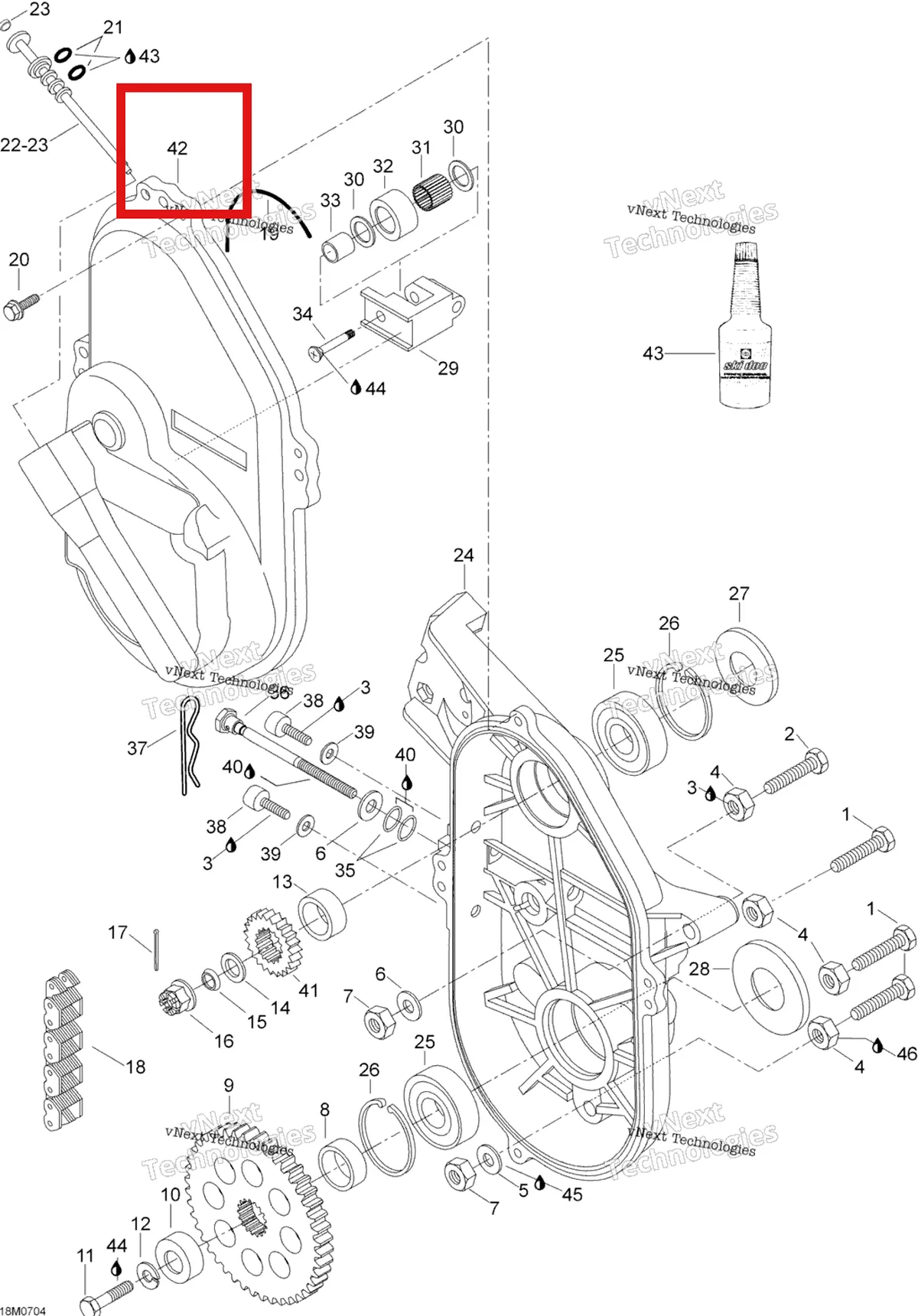 Деталь 080037100 (Крышка) на схеме узла 2007 Ski-Doo Skandic LT 440F Transmission