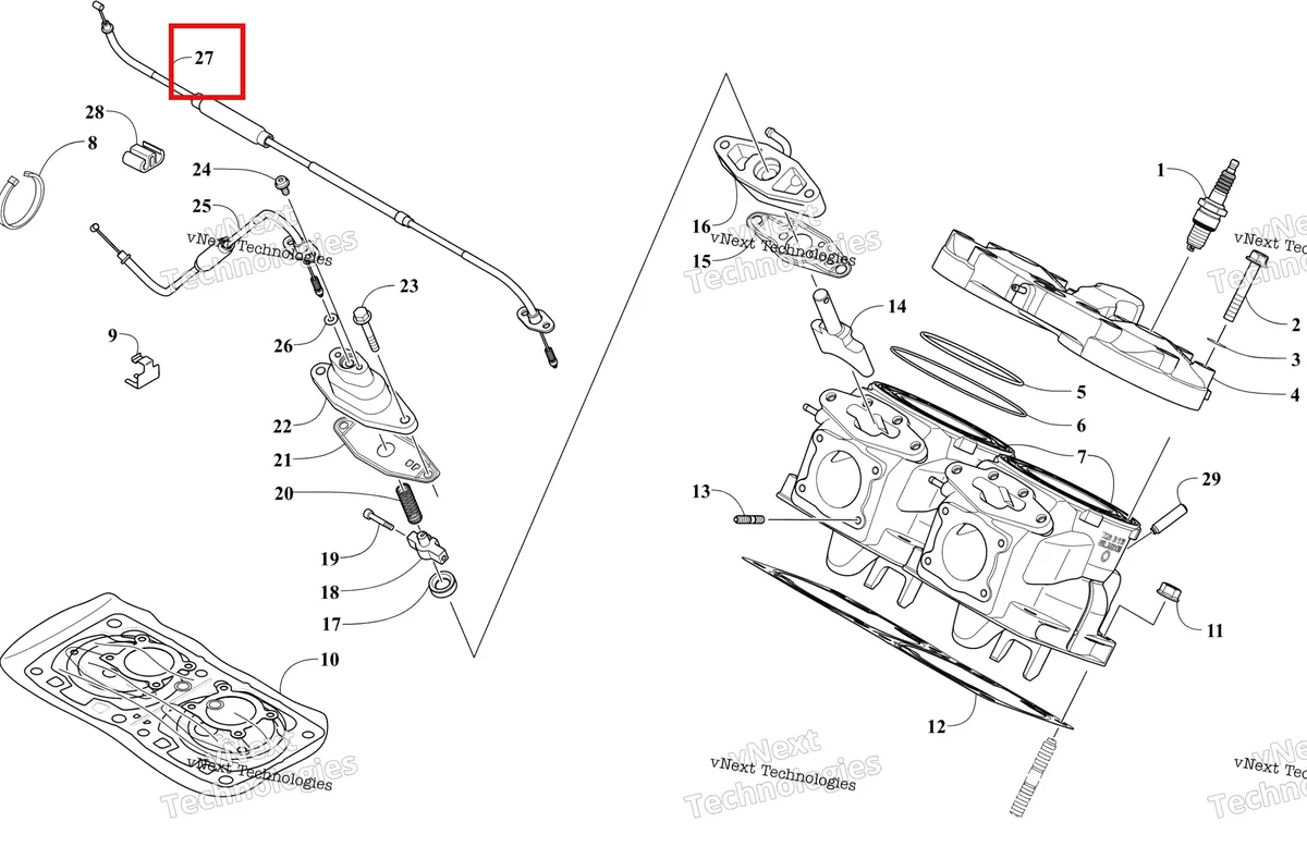 Деталь 0909-043 на схеме узла Cylinder And Head Assembly