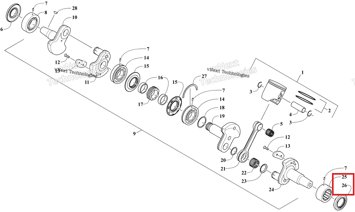 Деталь 0930-051 на схеме узла BLACK DUSK PURPLE (S2026CMDCRUSP) Piston And Crankshaft