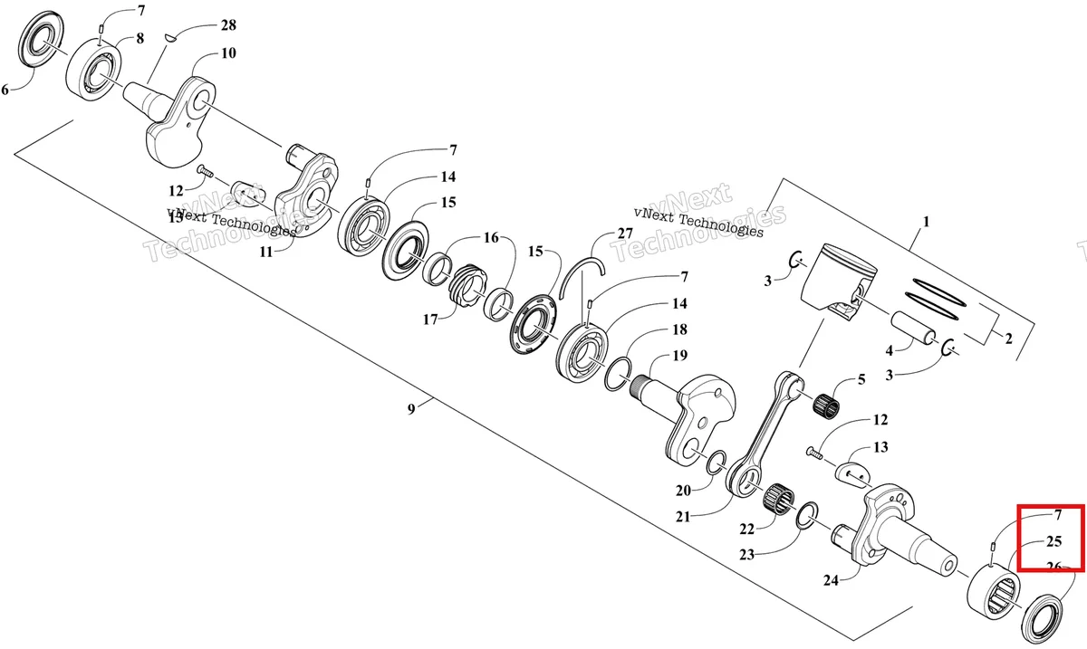Деталь 0932-031 на схеме узла BLACK DUSK PURPLE (S2026CMDCRUSP) Piston And Crankshaft