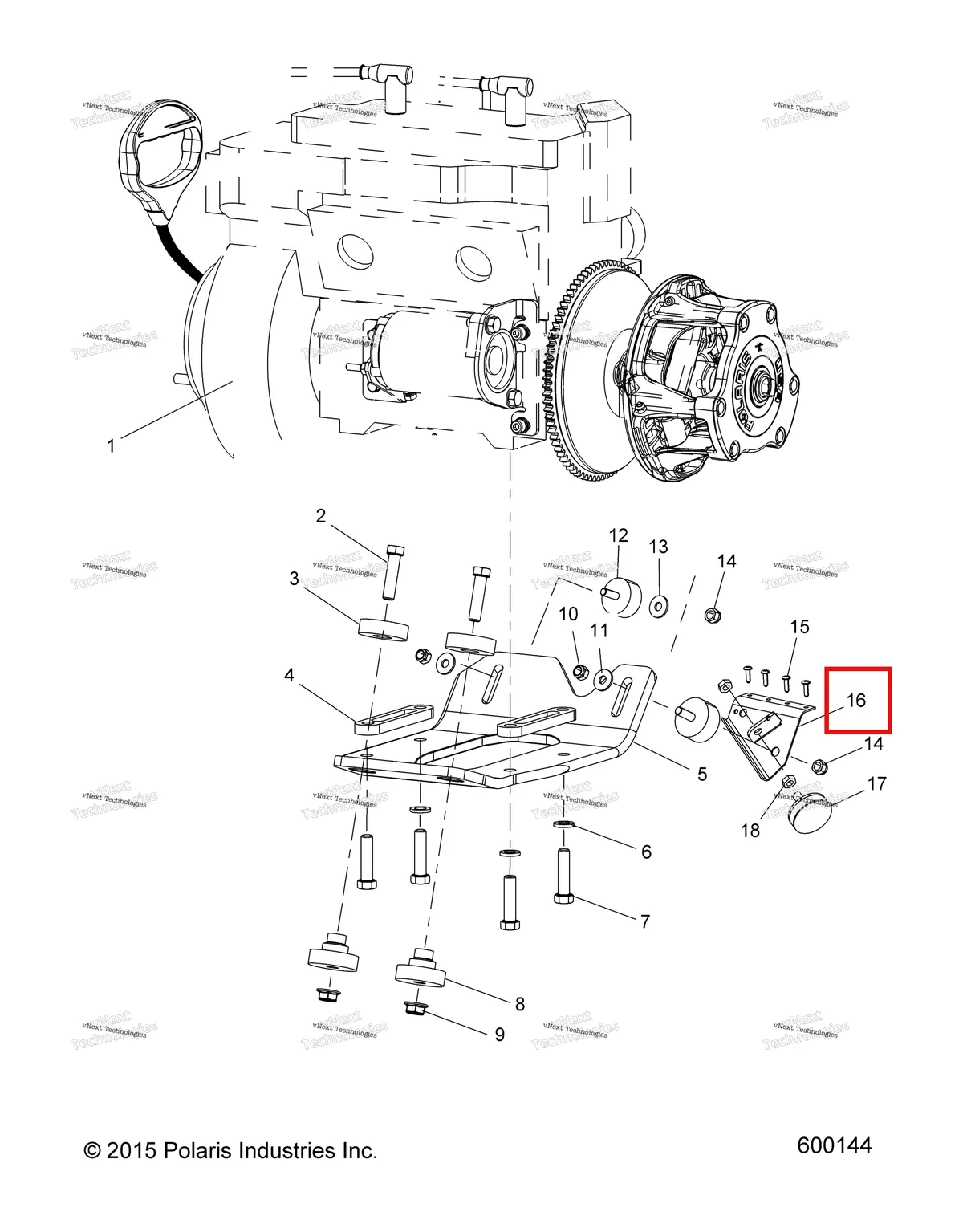 Деталь 1012048-067 (LIMITER TORQUE чёрный Polaris Widetrak LX (2006) (1012048-067)) на схеме узла Engine, Mounting & Short Block