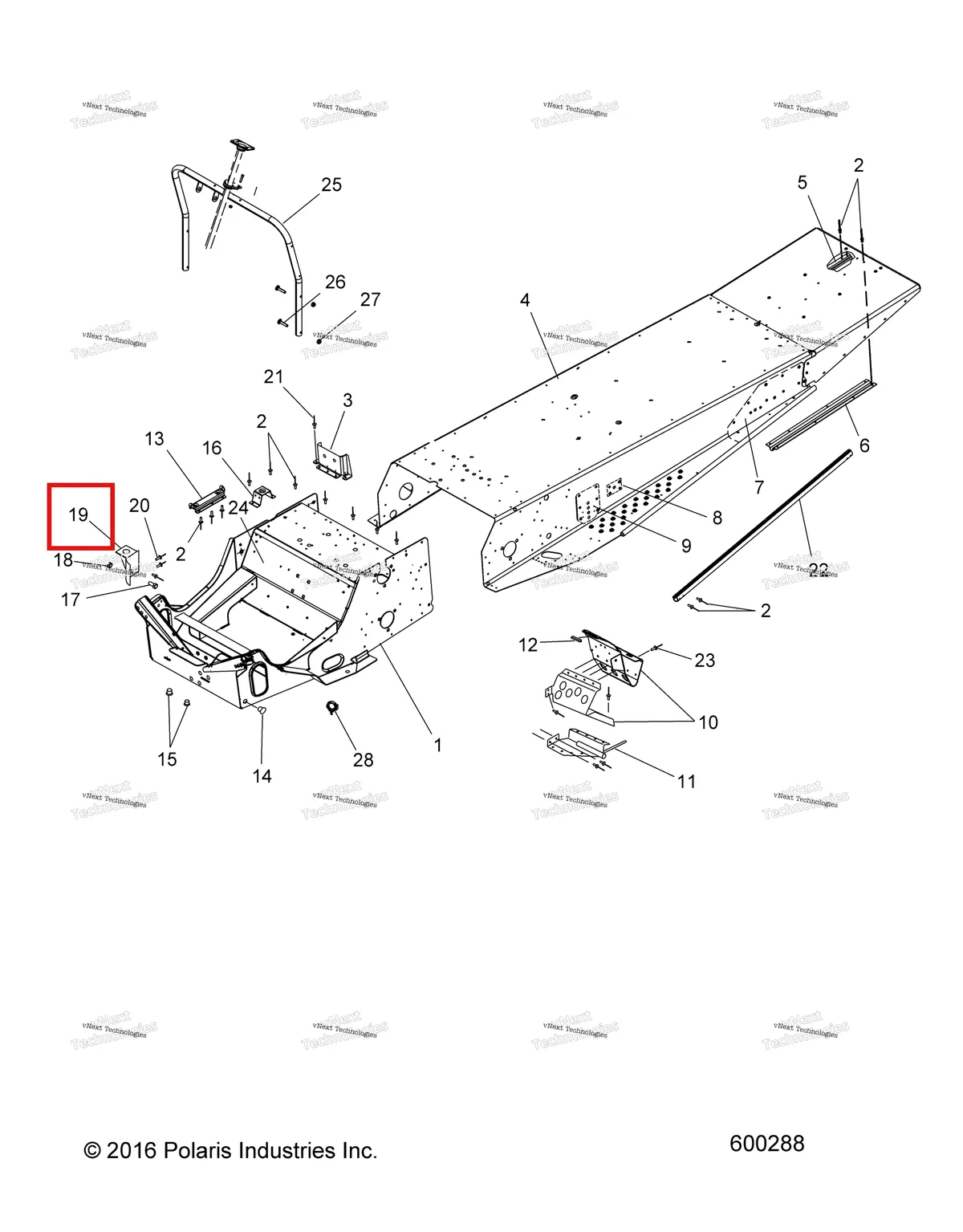 Деталь 1012079-067 (Опора глушитель Polaris Widetrak LX (2006) (1012079-067)) на схеме узла Chassis, Tunnel