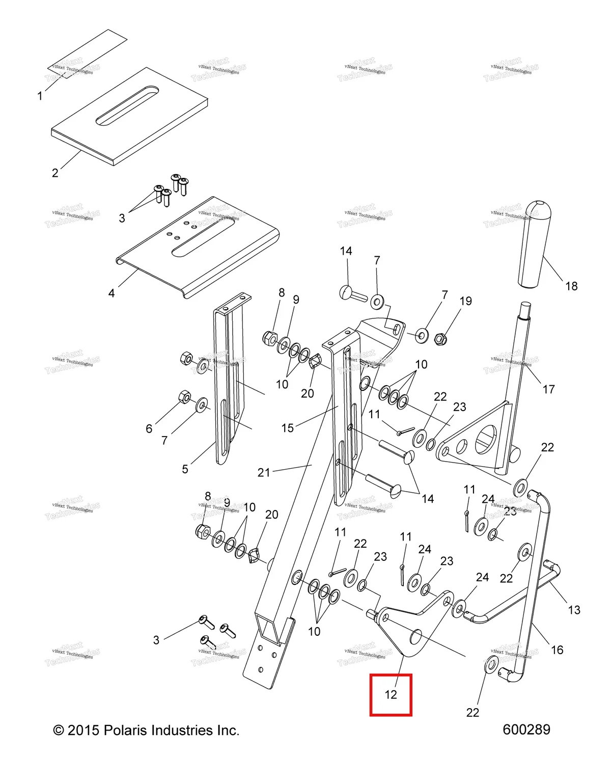 Деталь 1012558 (Пластина нижний PIVOT Polaris Widetrak LX (2006) (1012558)) на схеме узла Drive Train, Shift Linkage
