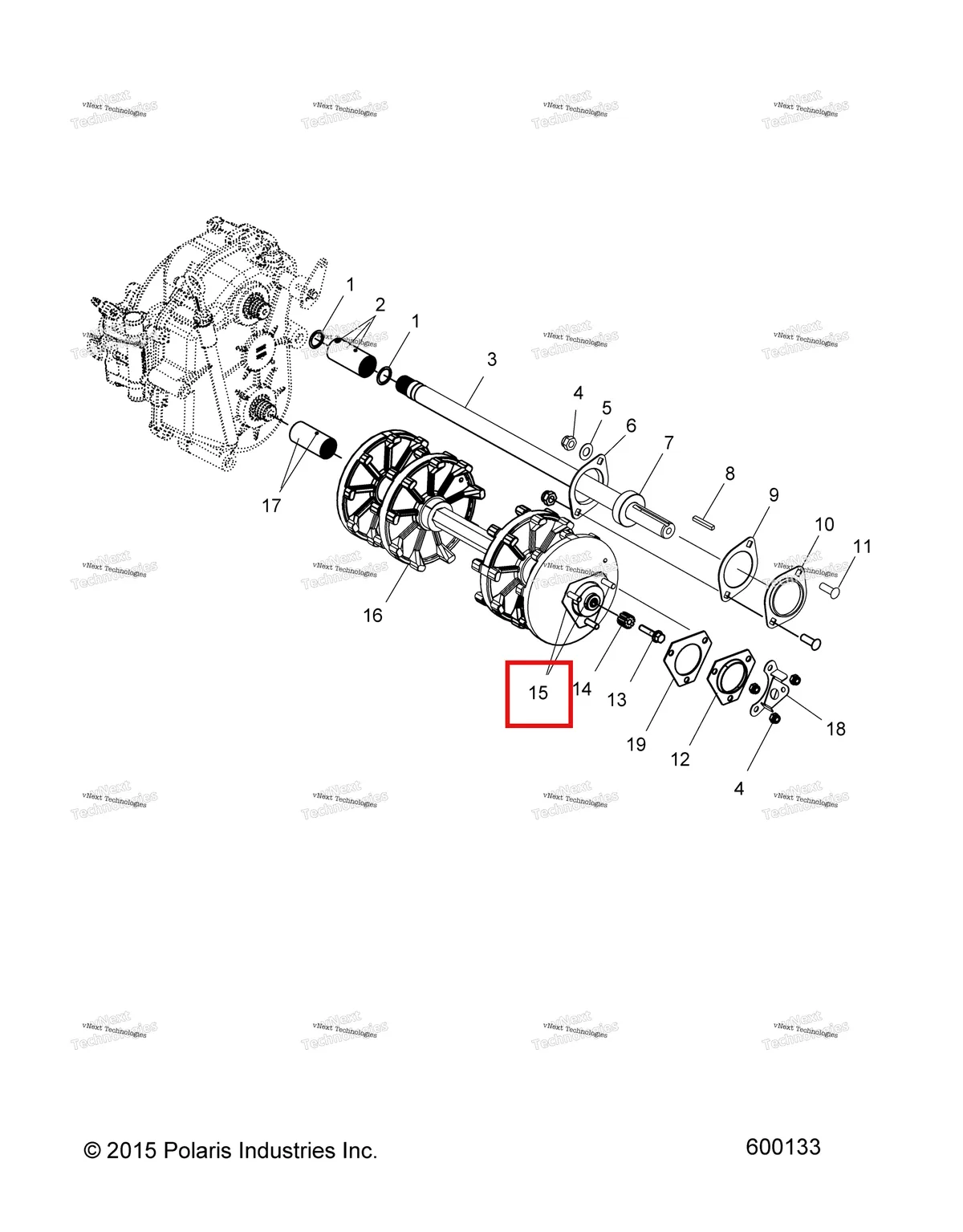 Деталь 1012945 (FLANGETTE W / SCREWS в сборе Polaris Widetrak LX (2006) (1012945)) на схеме узла Drive Train, Drive Shaft & Jack Shaft