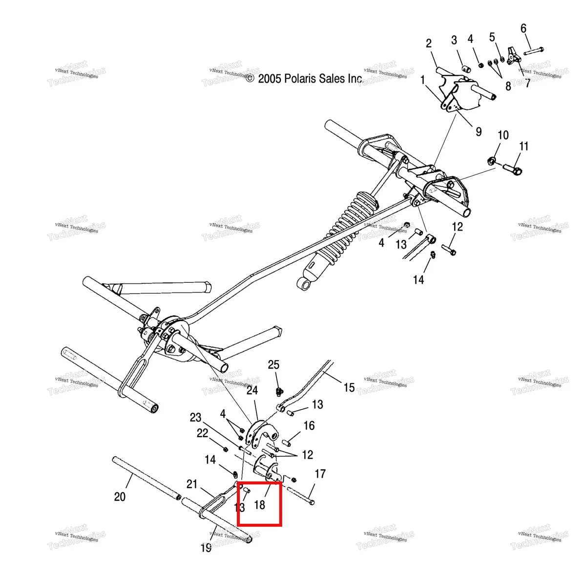 Деталь 1013587 (COUPLER OUTSIDE Polaris Widetrak LX (2006) (1013587)) на схеме узла Suspension, Coupler Link