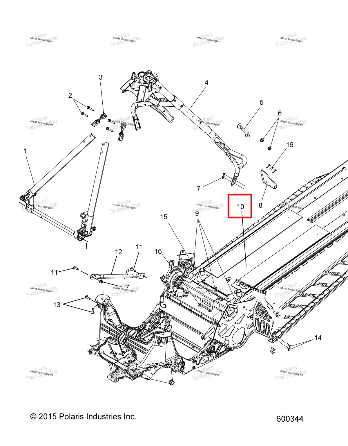 Деталь 1019350-705 (BASIC тоннель в сборе MT TITANIUM ME снежный обратный Polaris 800 AXYS Pro RMK LE 155 (2017) (1019350-705)) на схеме узла Chassis, Chassis Asm. & Over Structure All Options