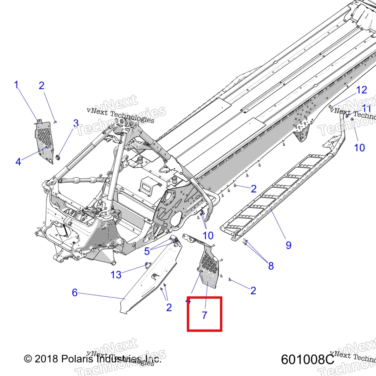 Деталь 1020099 на схеме узла 2022 Polaris 850 RMK PRO 155 2.75