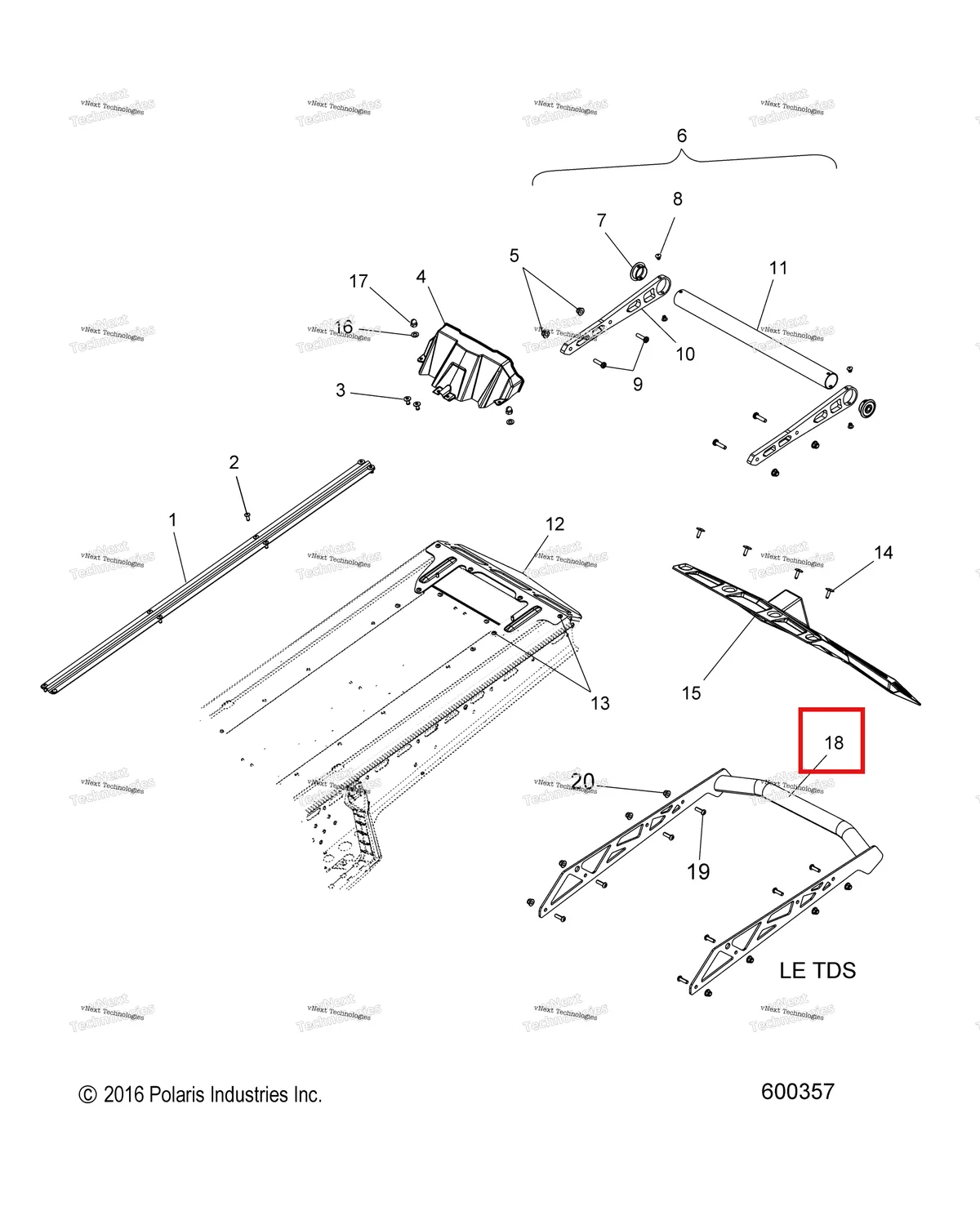 Деталь 1022533-458 (EXTREME бампер в сборе задний снежный обратный TDS только Polaris 800 AXYS Pro RMK LE 155 (2017) (1022533-458)) на схеме узла Body, Bumper, Rear, Snowflap & Taillight Cover All Options