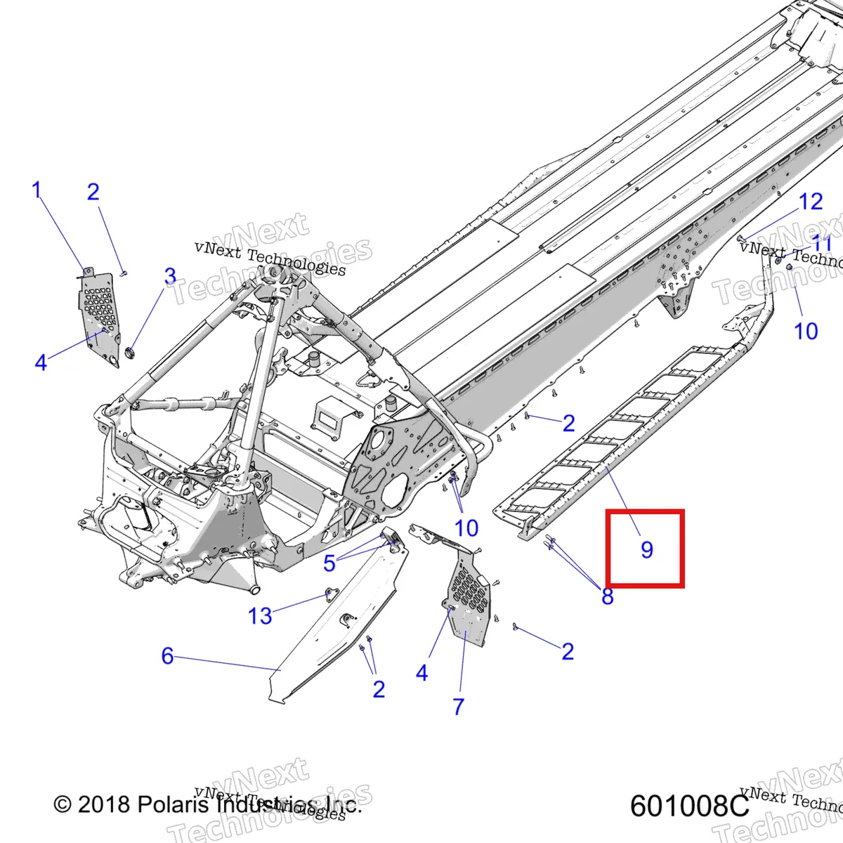 Деталь 1023199-804 на схеме узла 2022 Polaris 850 RMK PRO 155 2.75