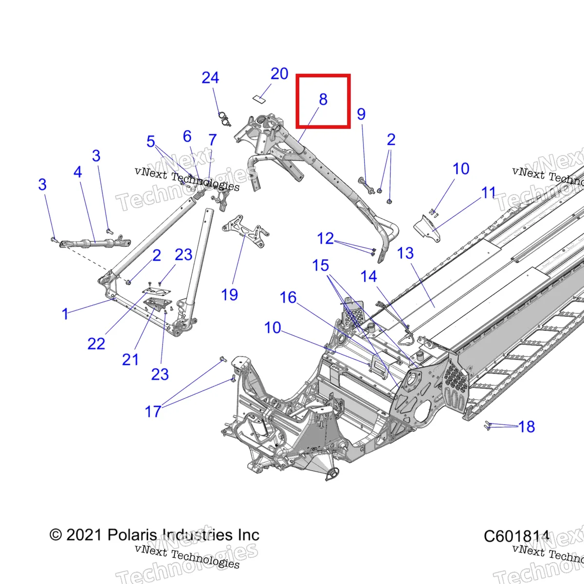 Деталь 1023201 на схеме узла 2022 Polaris 850 RMK PRO 155 2.75