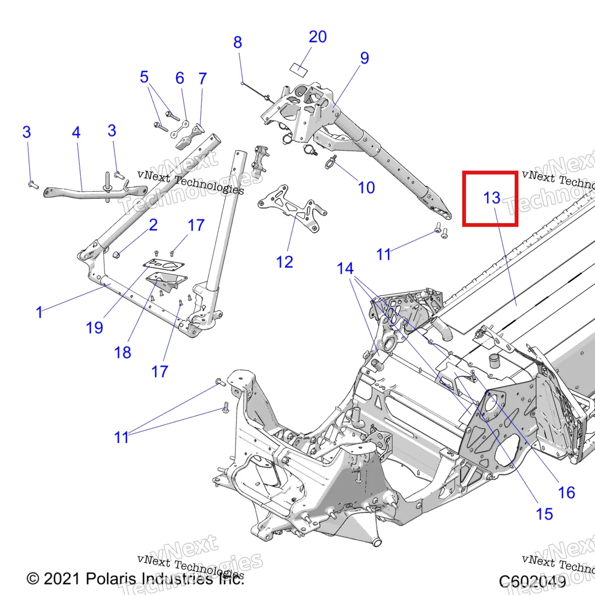 Деталь 1027898-801 на схеме узла Chassis, Chassis Asm. & Over Structure