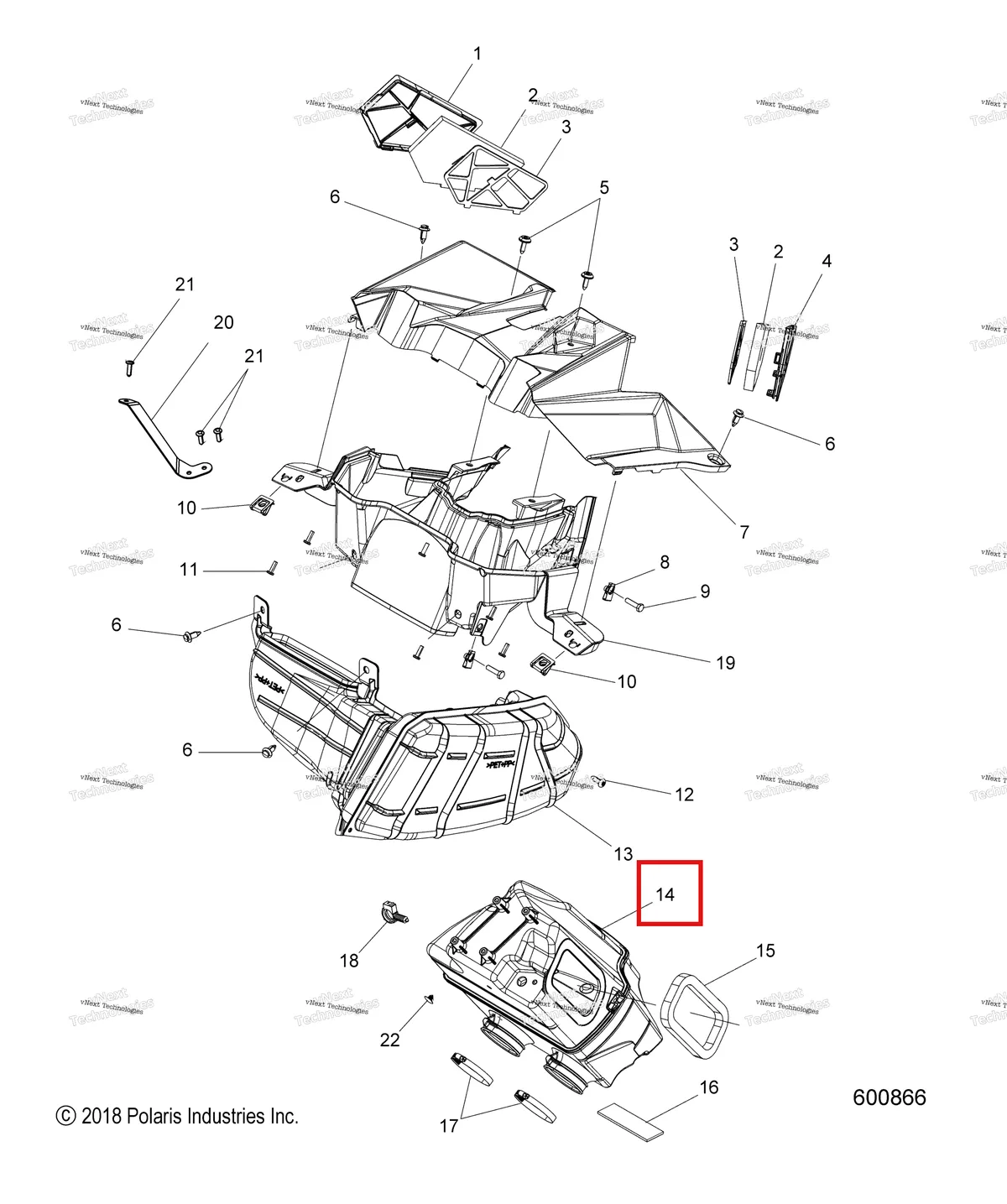 Деталь 1204766 (Воздушный глушитель в сборе Polaris 800 AXYS Pro RMK LE 155 (2017) (1204766)) на схеме узла Engine, Air Intake System