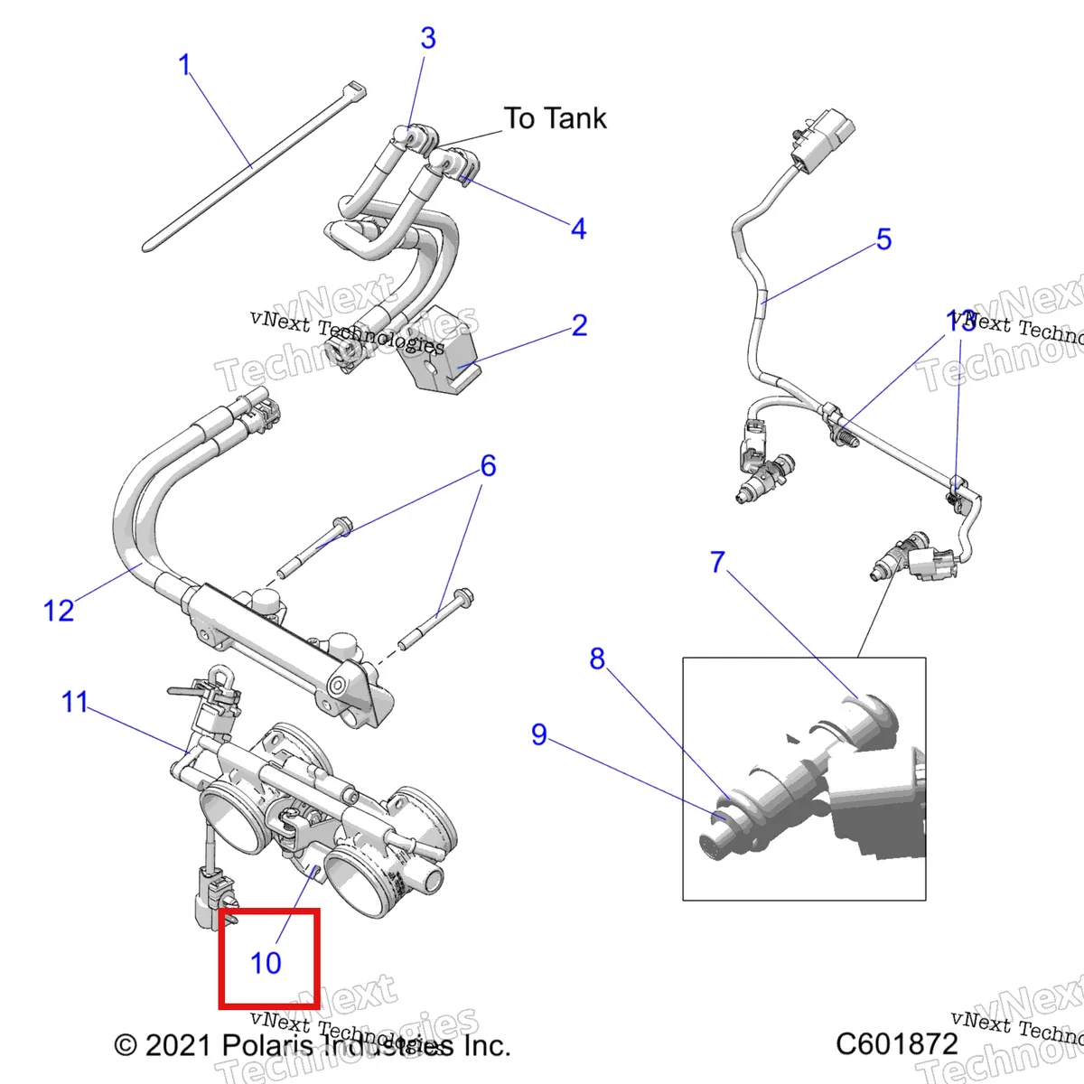 Деталь 1208673 на схеме узла Fuel System, Rail, Lines & Throttle Body