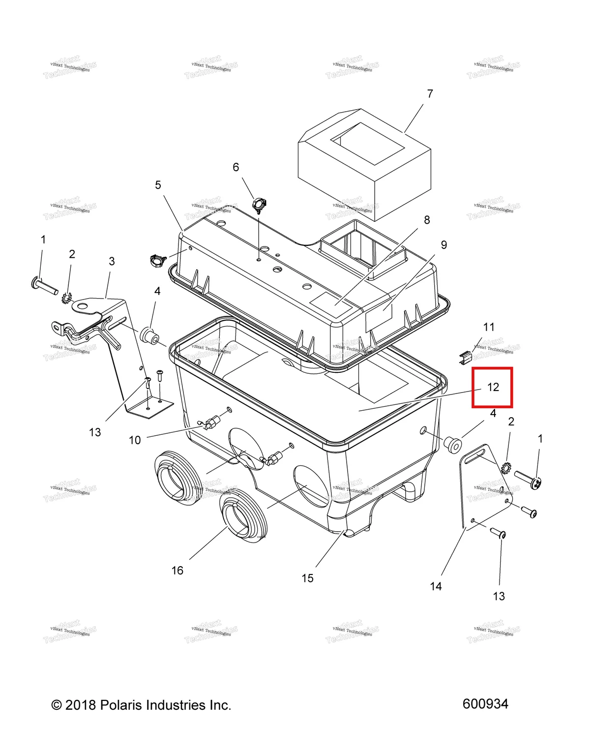 Деталь 1253102 (BAFFLE в сборе включает 23 Polaris Widetrak LX (2006) (1253102)) на схеме узла Engine, Air Intake System