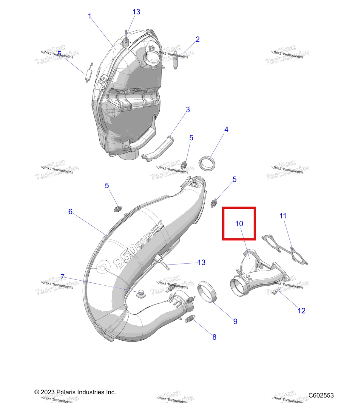 Деталь 1263742-029 на схеме узла Engine, Exhaust
