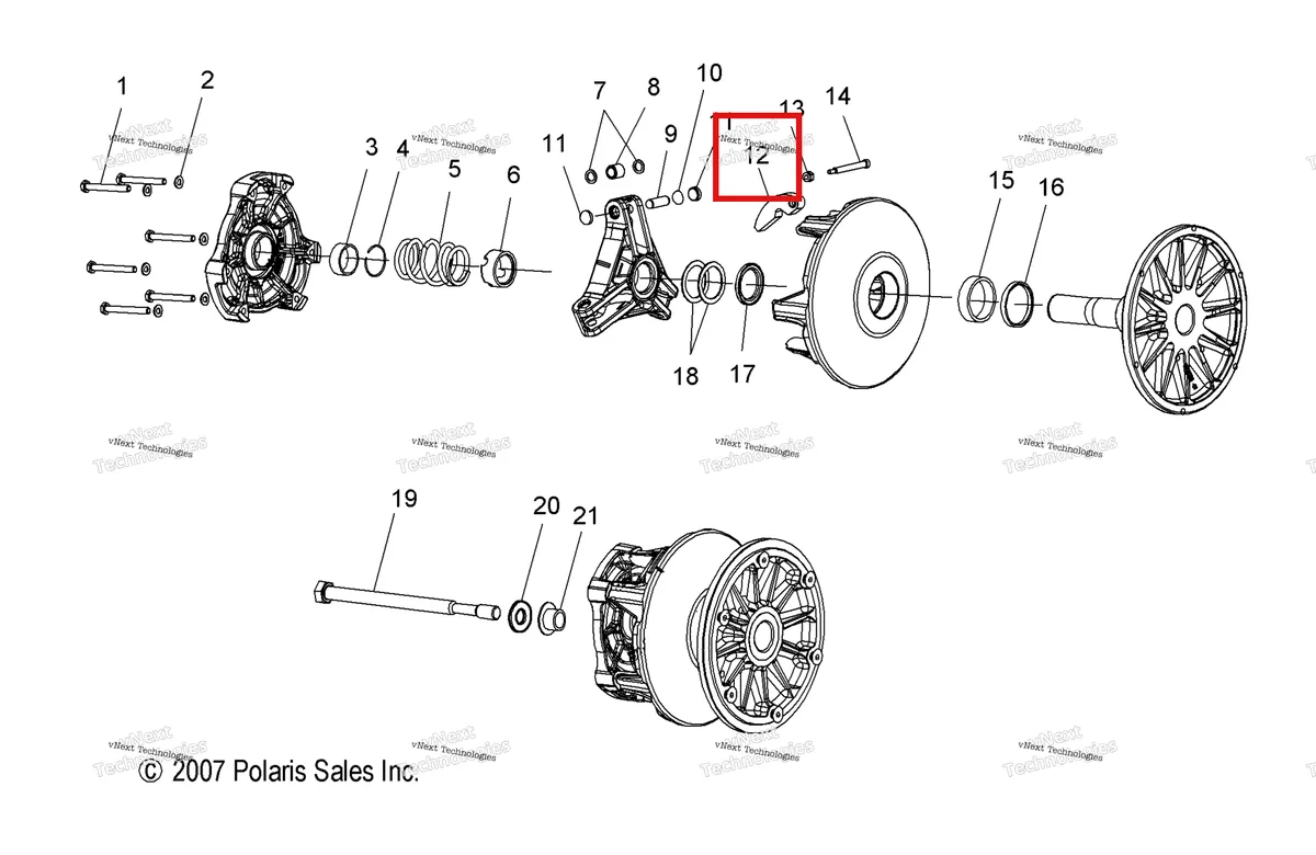 Деталь 1321526 (Втулка груз в сборе 3 Polaris Widetrak LX (2006) (1321526)) на схеме узла Drive Train, Primary Clutch