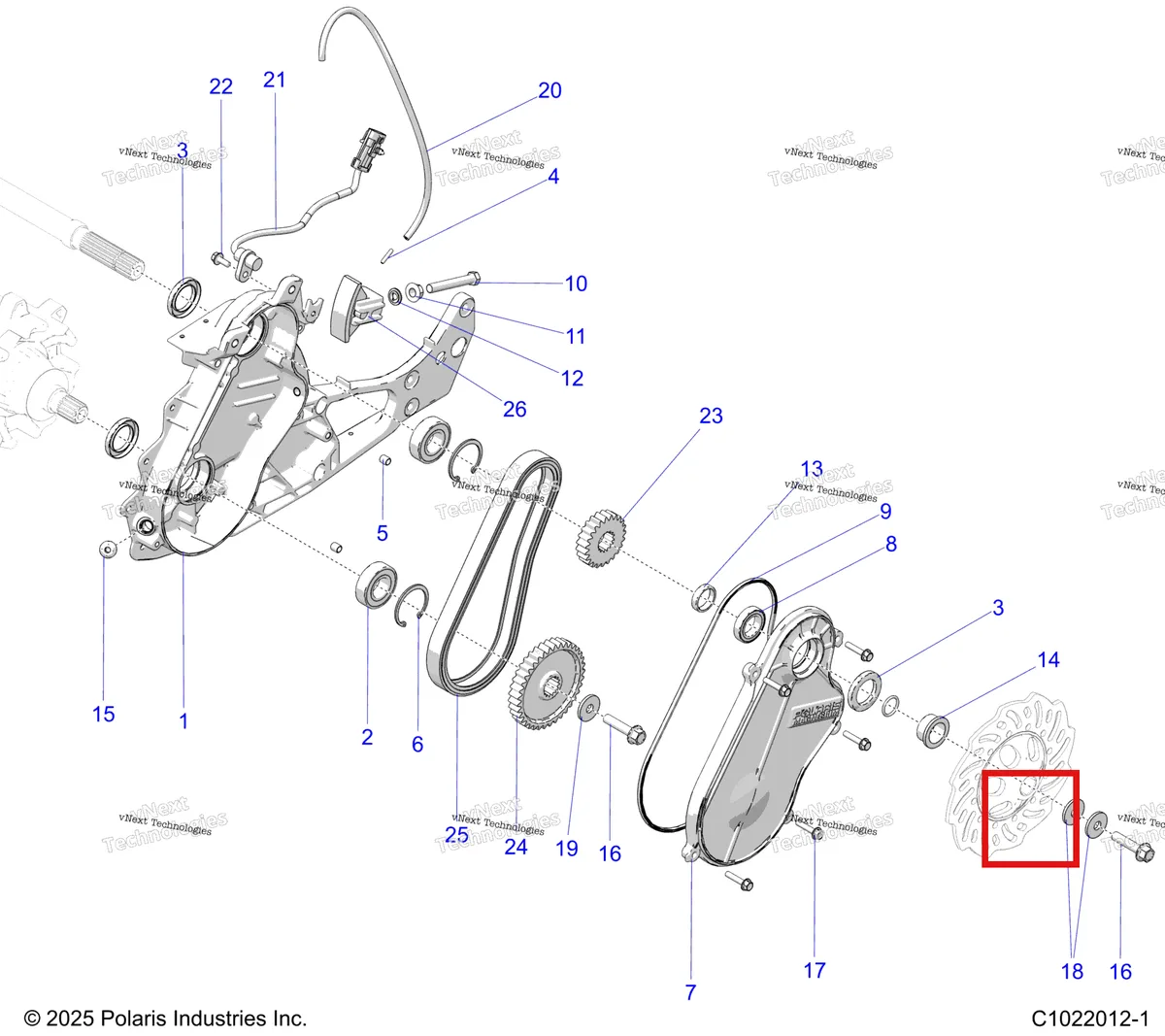 Деталь 1332427 на схеме узла Drive Train, Chaincase S27tde6rs