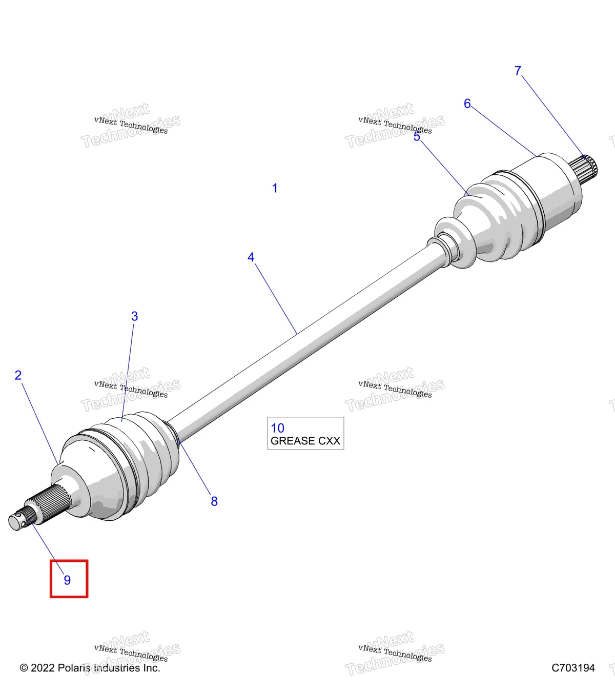 Деталь 1332539 на схеме узла Drive Train, Front Half Shaft