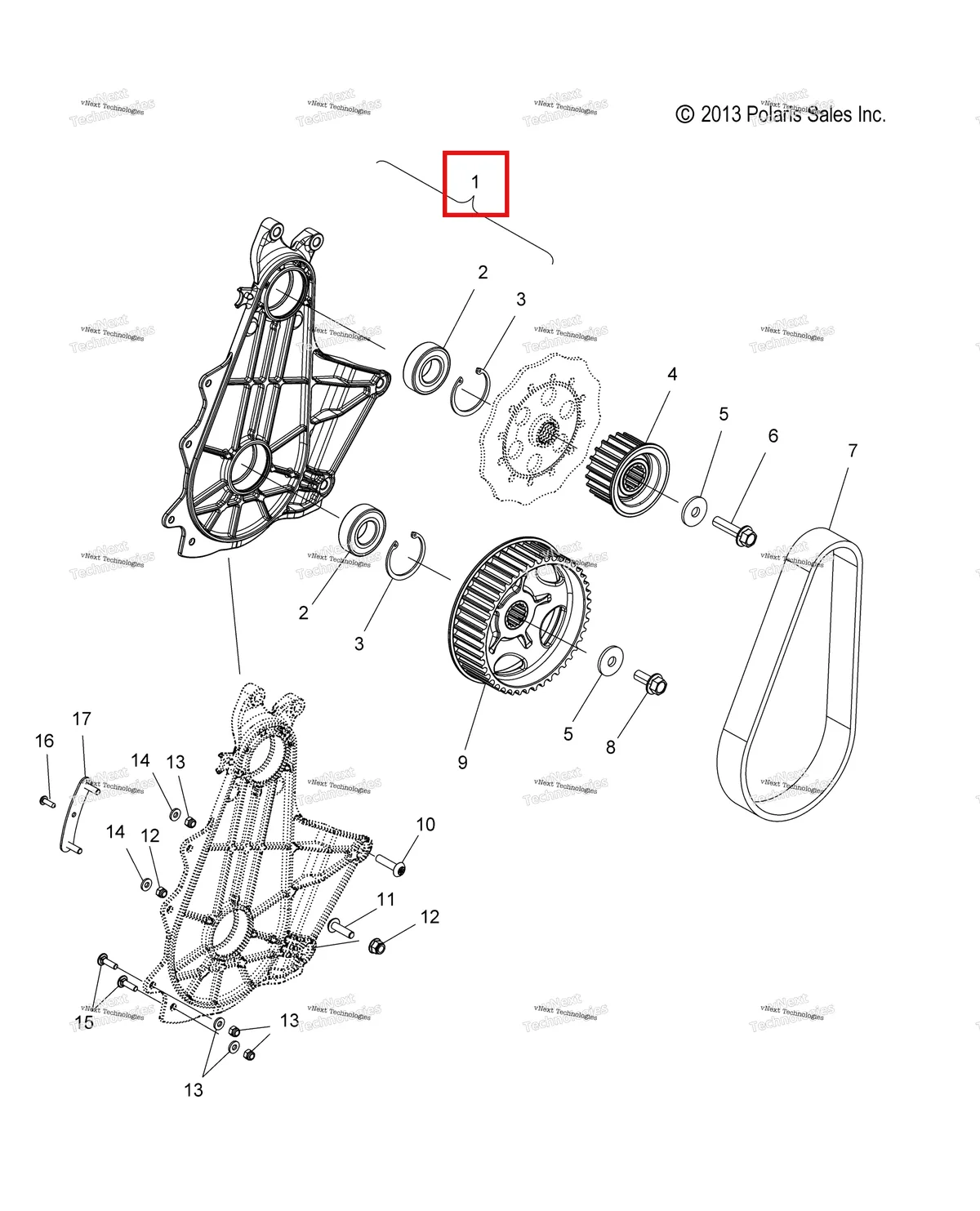 Деталь 1332998 на схеме узла Drive Train, Quickdrive Belt System All Options