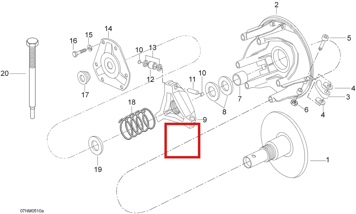 Деталь 140031 (Деталь Spring, Silver/black) на схеме узла 05- Drive Pulley 377