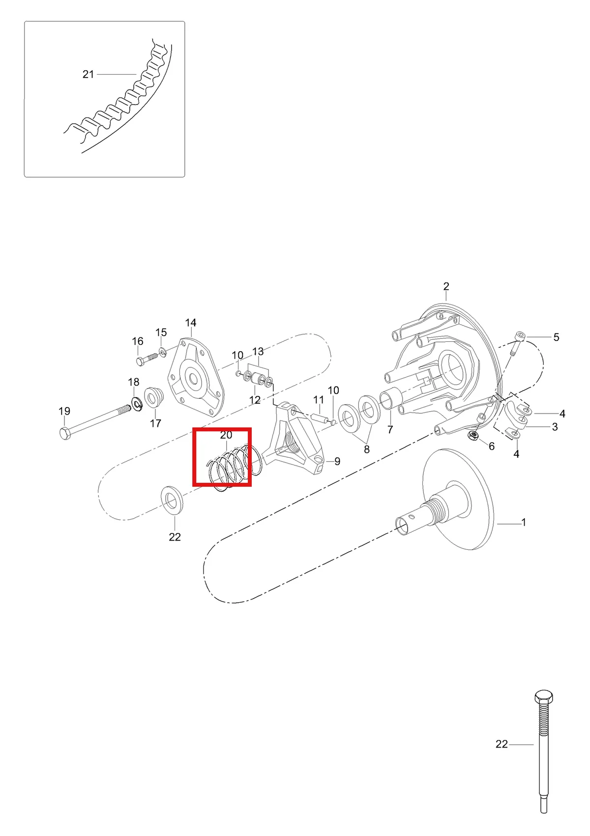 Деталь 140043 (Деталь Bolt & Washer Kit (6 Sets). Includes Items 15 Thru 16) на схеме узла 05- Clutch
