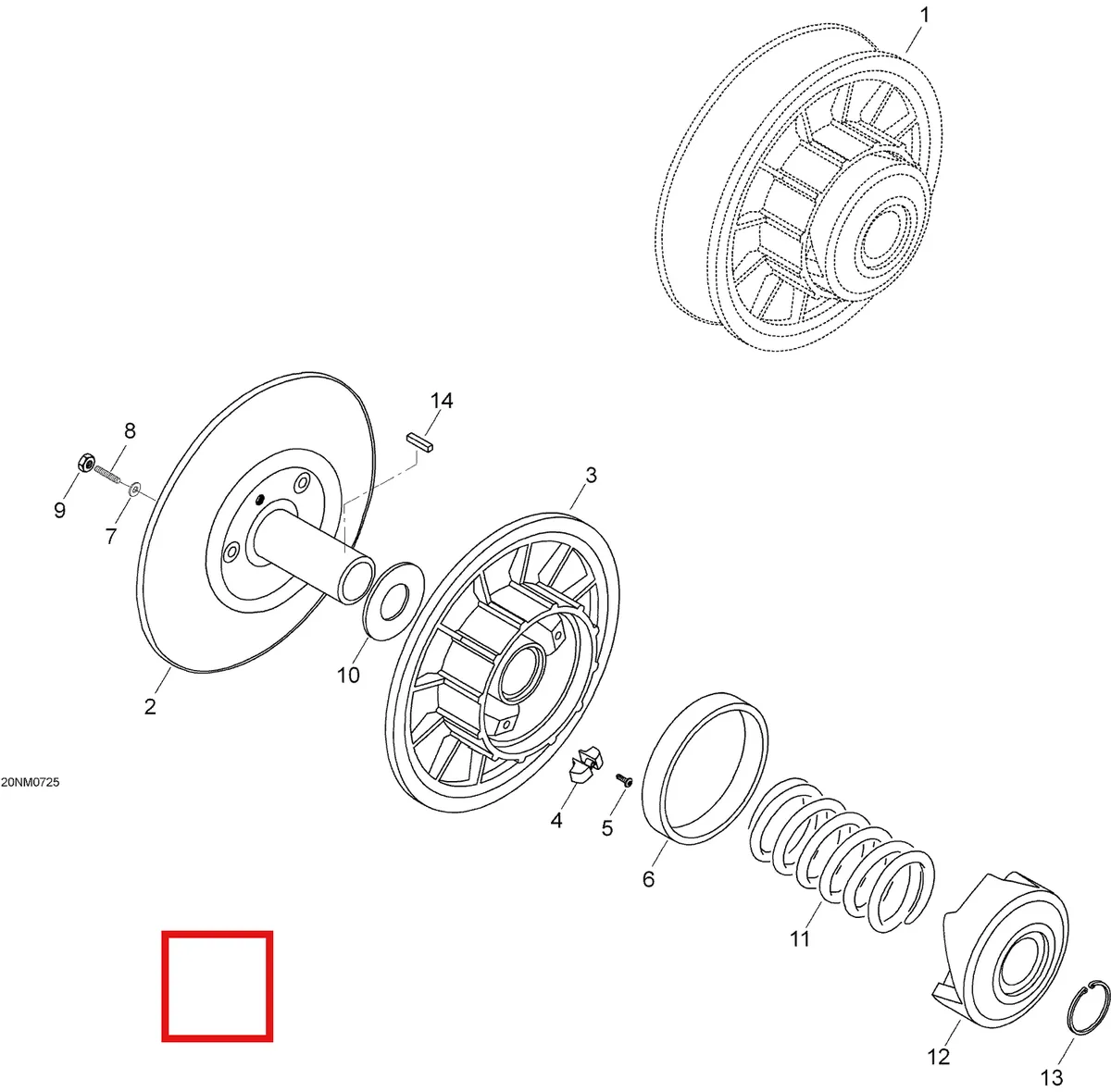 Деталь 140065 (Деталь Fixed Half Pulley) на схеме узла 05- Driven Pulley