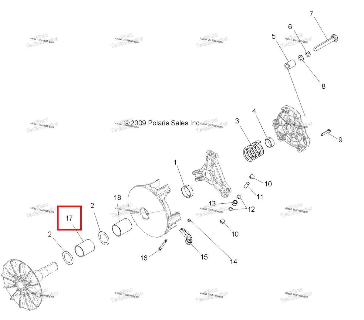 Деталь 1521185 на схеме узла Drive Train, Primary Clutch (49Atvclutch10sp800)