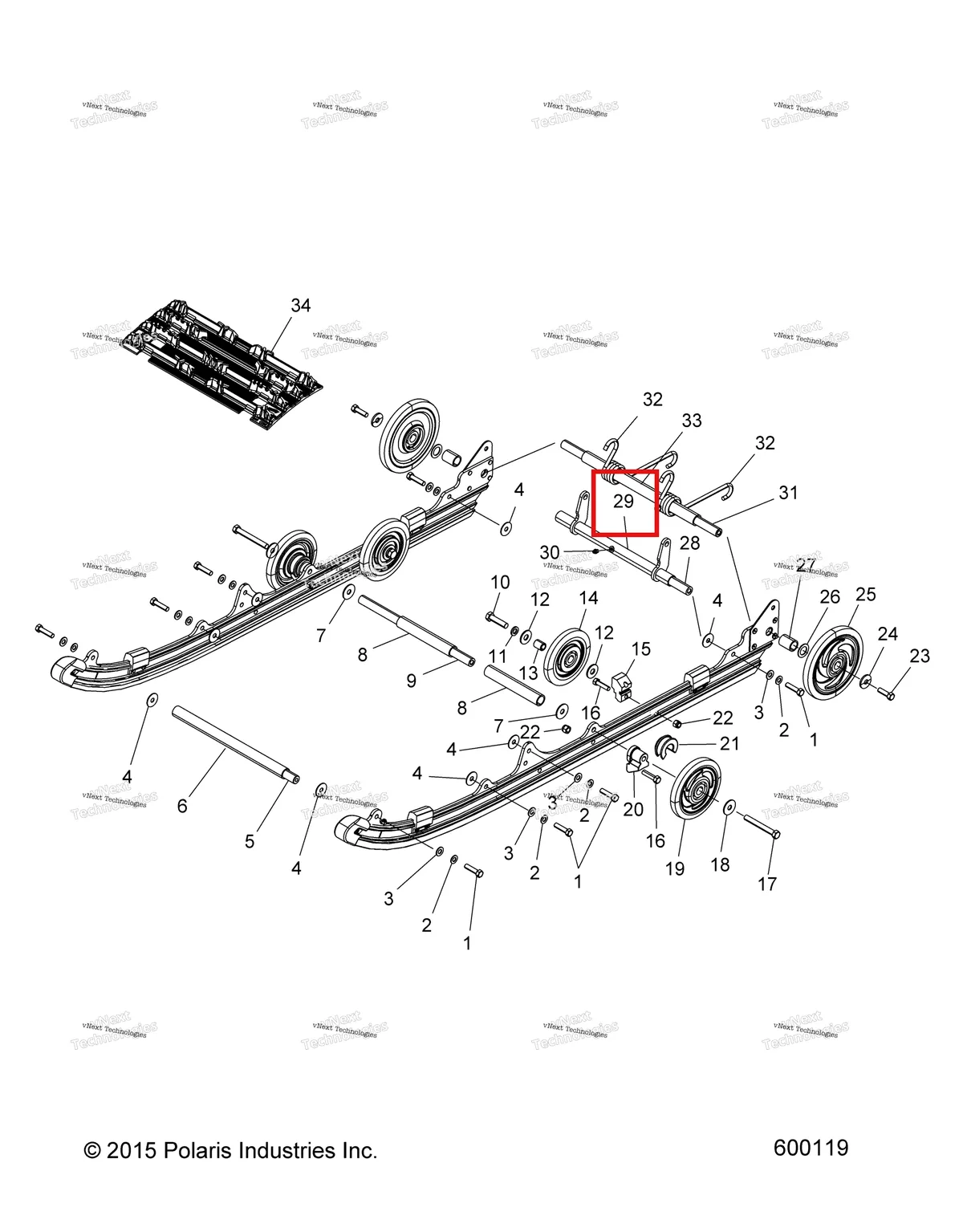 Деталь 1540652-067 (Рычаг R PIVOT чёрный Polaris Widetrak LX (2006) (1540652-067)) на схеме узла Suspension, Rear