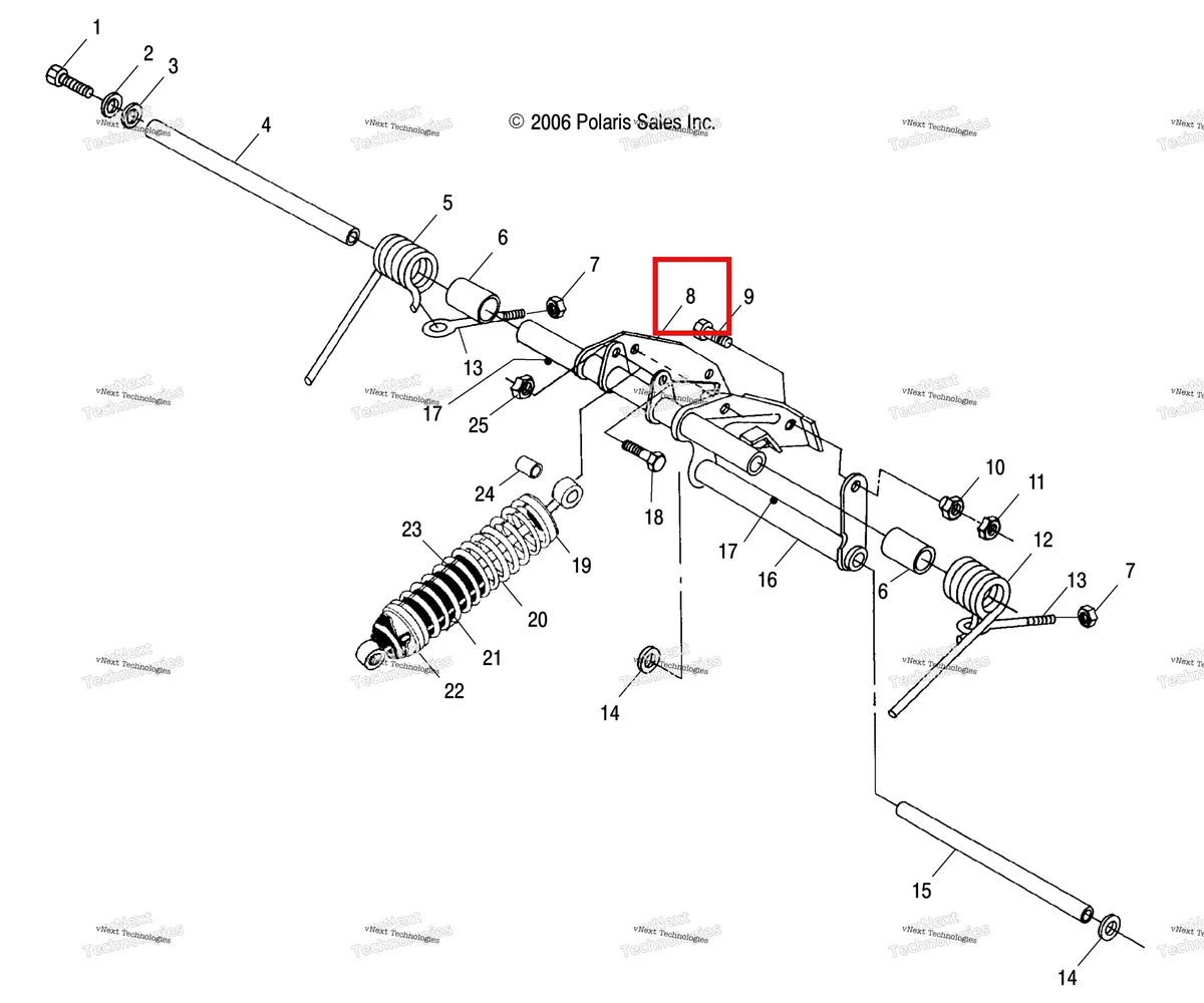 Деталь 1541979-067 (TORQUE рычаг сварной задний чёрный Polaris Widetrak LX (2006) (1541979-067)) на схеме узла Torque Arm, Rear