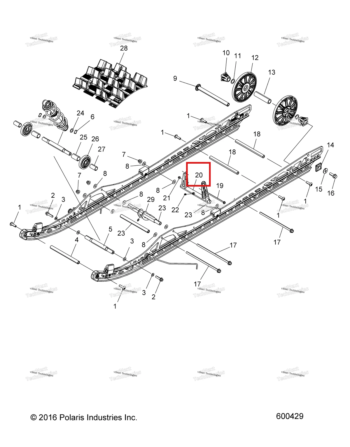 Деталь 1542906-329 (Сварной задний PIVOT рычаг ECOAT Polaris 800 AXYS Pro RMK LE 155 (2017) (1542906-329)) на схеме узла 2021 Polaris 850 AXYS PRO-RMK 174