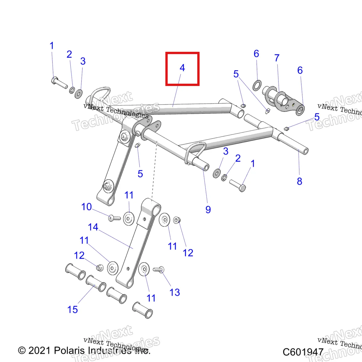 Деталь 1543734-329 на схеме узла Suspension, Torque Arm, Front