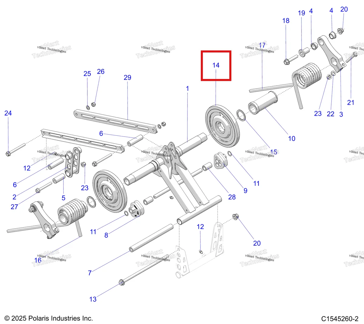 Деталь 1590001 на схеме узла Suspension, Torque Arm, Rear