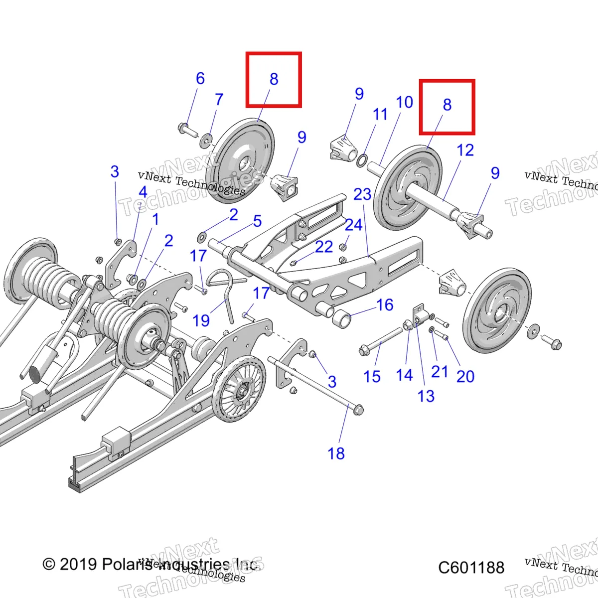 Деталь 1590388-070 на схеме узла Suspension, Rear, Articulating