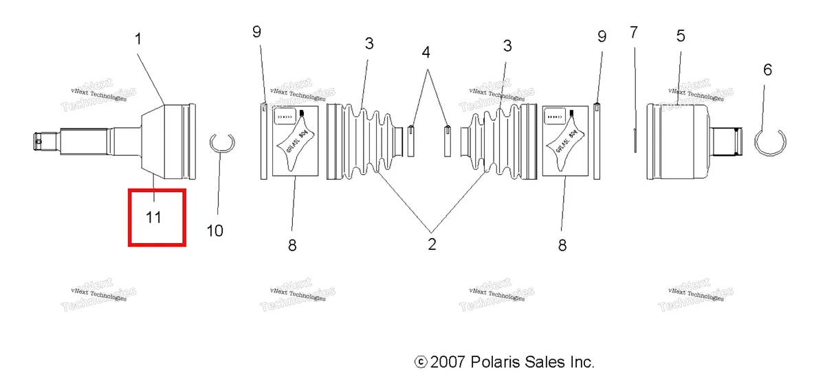 Деталь 1590415 на схеме узла Drive Train, Rear Drive Shaft (49Atvshaftdriverr08sp500)