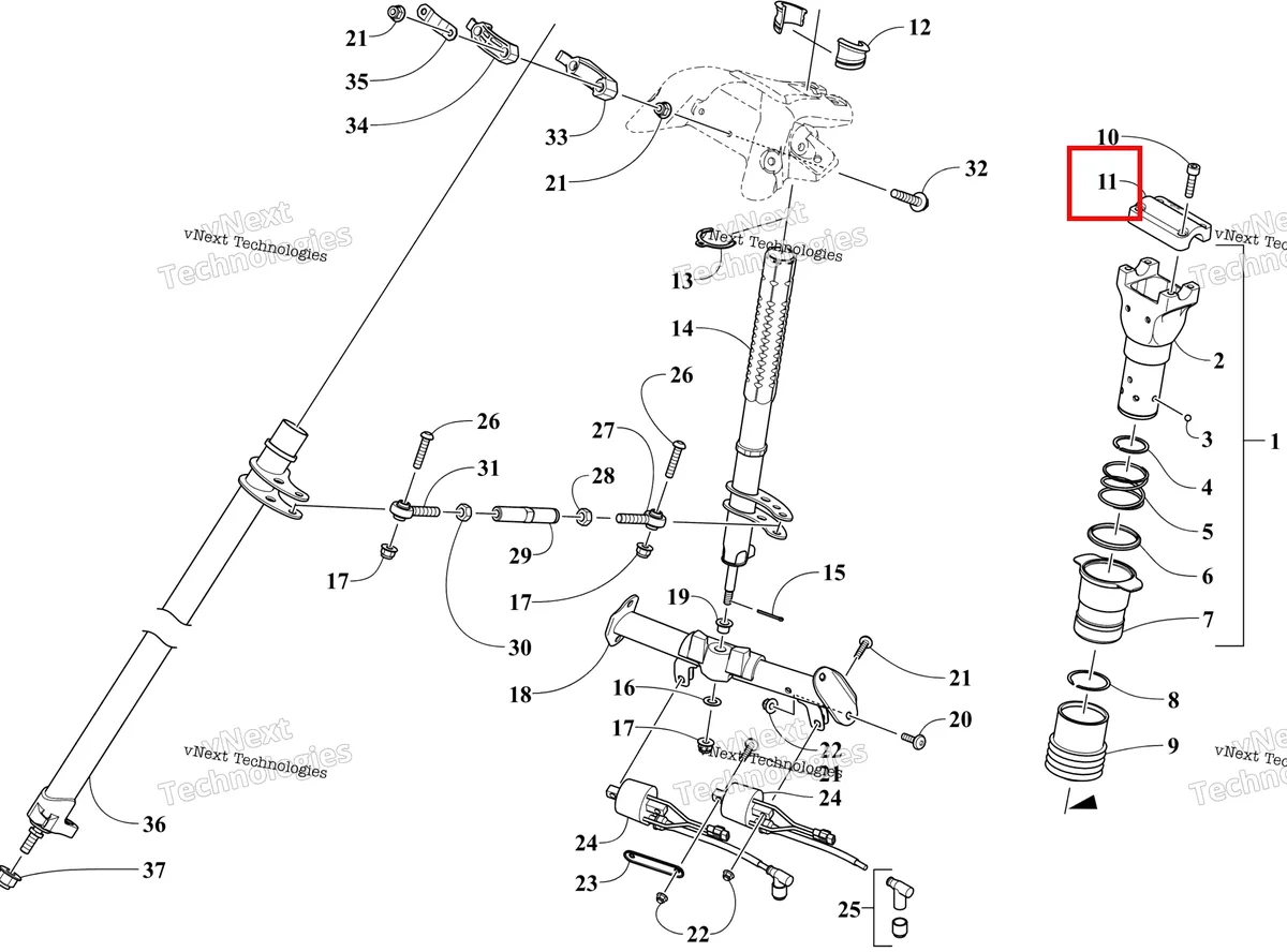 Деталь 1605-175 на схеме узла Steering Post Assembly