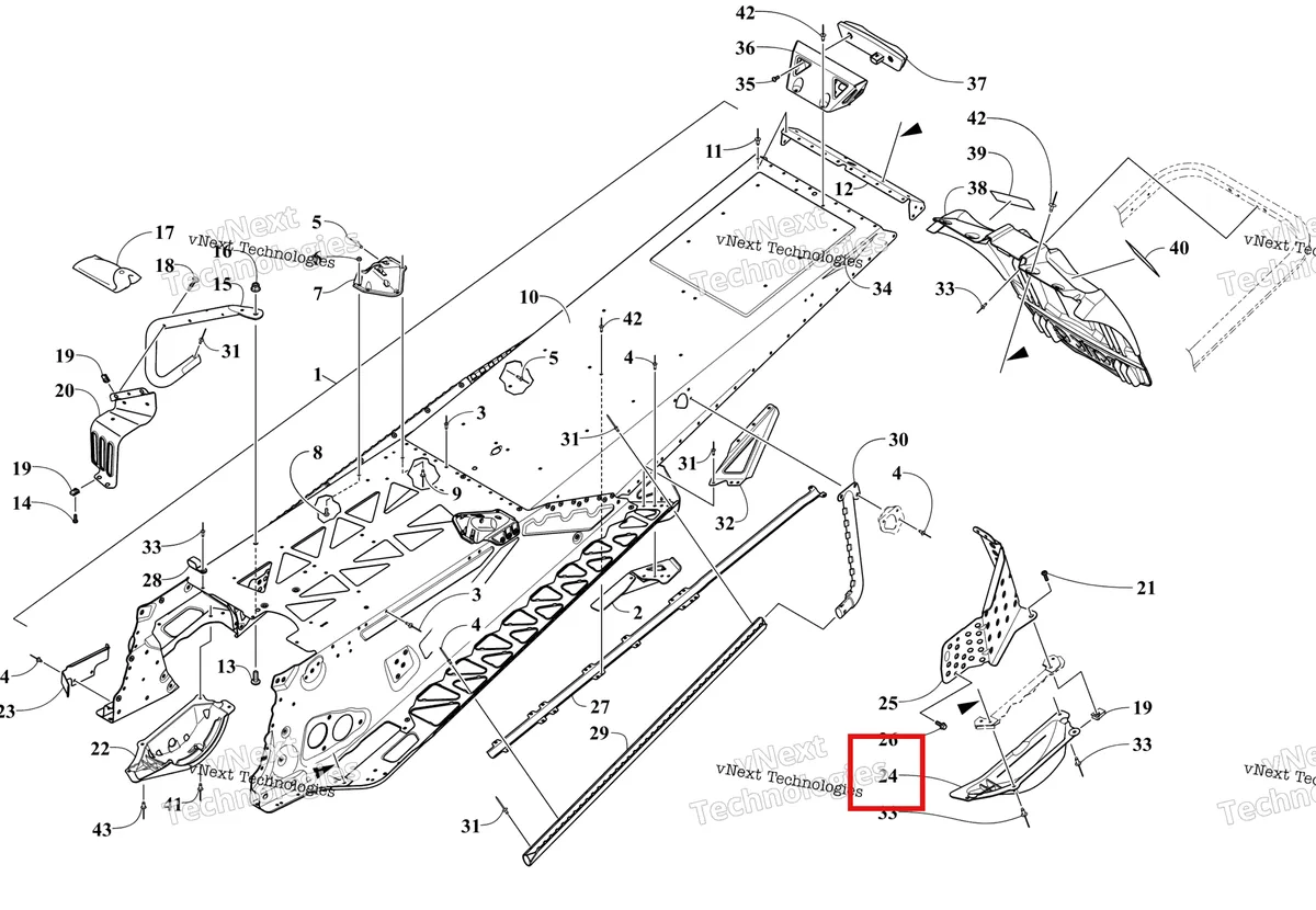 Деталь 1607-645 на схеме узла BLUE (S2024MHHA6USL) Tunnel And Snowflap Assembly