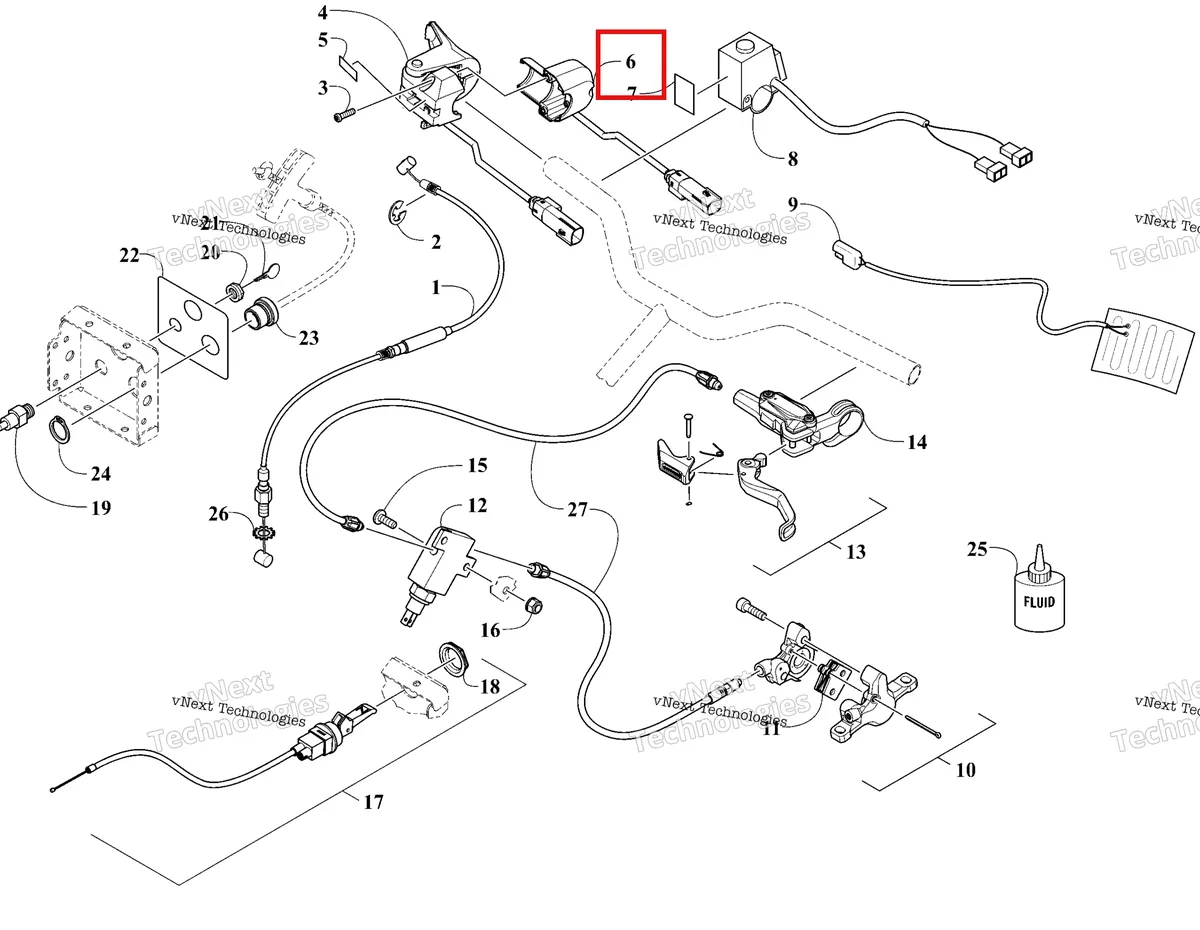 Деталь 1609-002 на схеме узла 2026 Ski-Doo MXZ 200 Controls