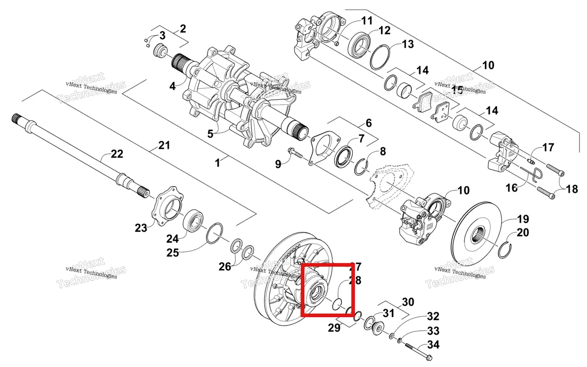 Деталь 1702-364 на схеме узла Drive Train Shafts And Brake Assemblies