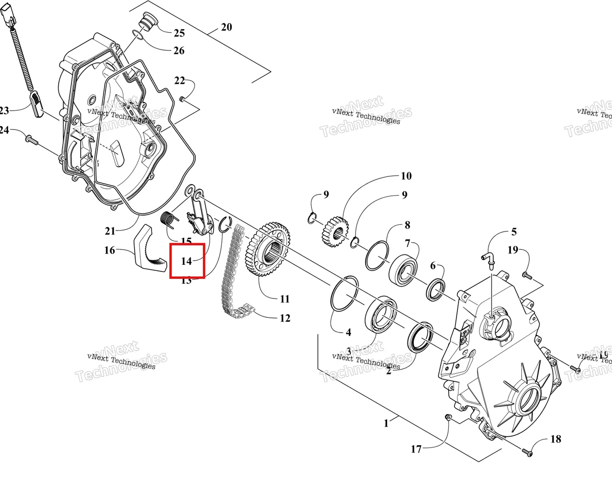 Деталь 1702-398 на схеме узла Chain Case Assembly