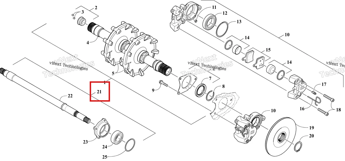 Деталь 1702-464 на схеме узла Drive Train Shafts And Brake Assemblies