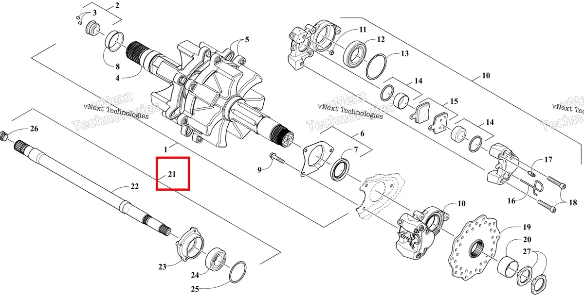 Деталь 1702-470 на схеме узла Drive Train Shafts And Brake Assemblies