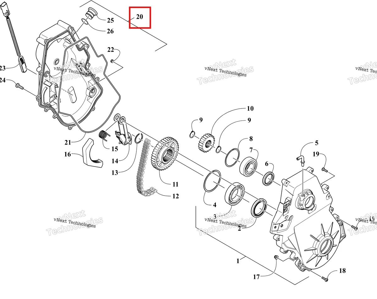 Деталь 1702-529 на схеме узла Chain Case Assembly