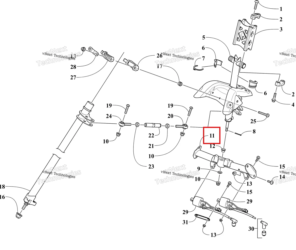 Деталь 1705-397 на схеме узла GREEN (S2019M8HSPUSG) Steering Post Assembly