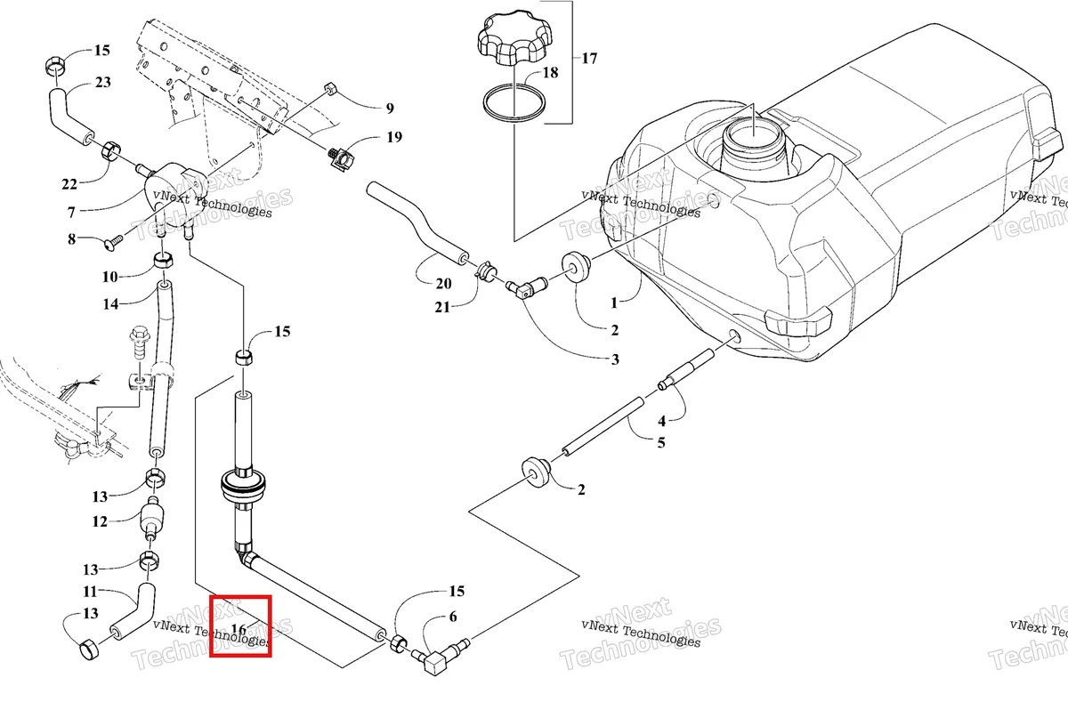 Деталь 1770-299 на схеме узла 2026 Ski-Doo MXZ 200 Gas Tank And Fuel Pump