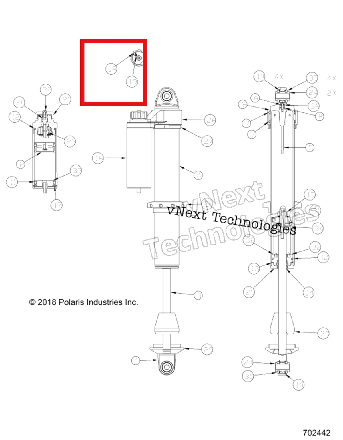 Деталь 1800127 (Шариковый D TENT 10 Polaris 800 AXYS Pro RMK LE 155 (2017) (1800127)) на схеме узла Suspension, Front Shock Internals